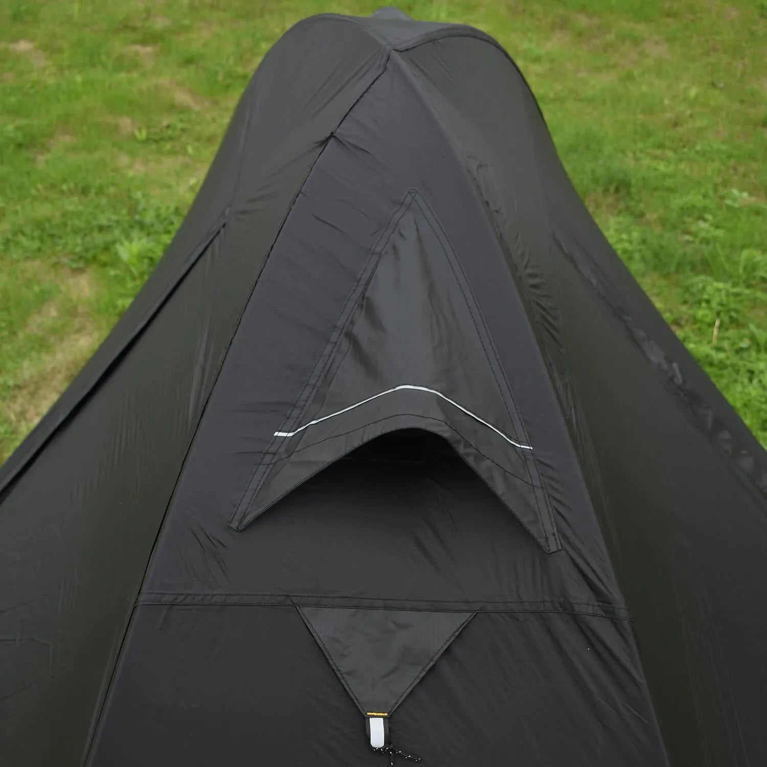 Single person camping tent with aluminium poles shown in expanded position with orange colour option