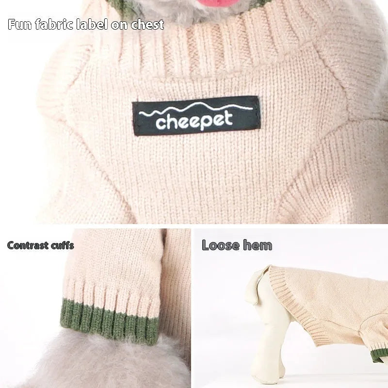 British style two-leg pet sweater in wool for dogs and cats during autumn and winter