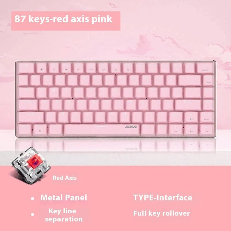 82-key mechanical keyboard with white backlight and metal housing, measuring 31cm × 12cm