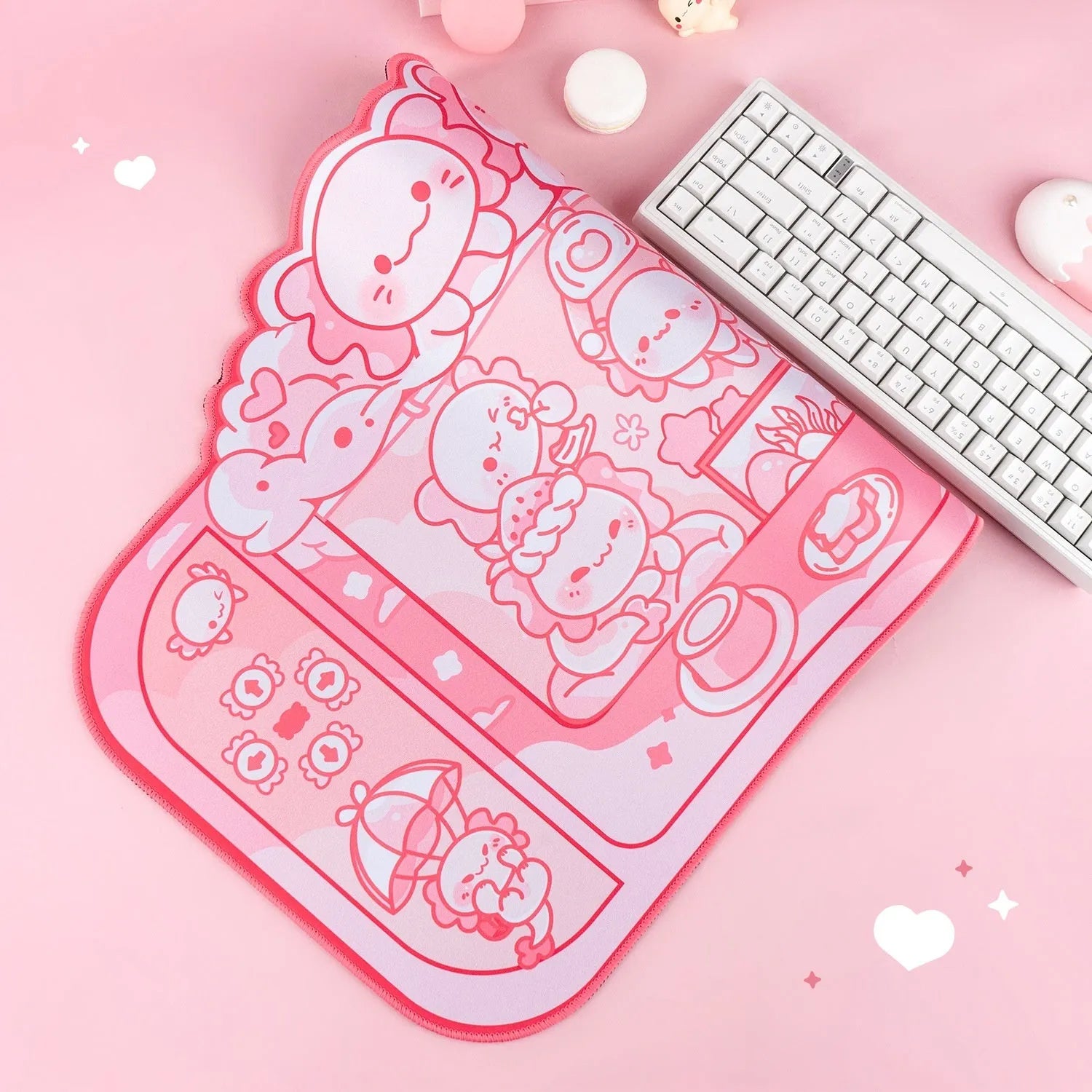 Hexagonal dragon crane machine large mouse pad 75x40cm with cartoon anime design and wrist support