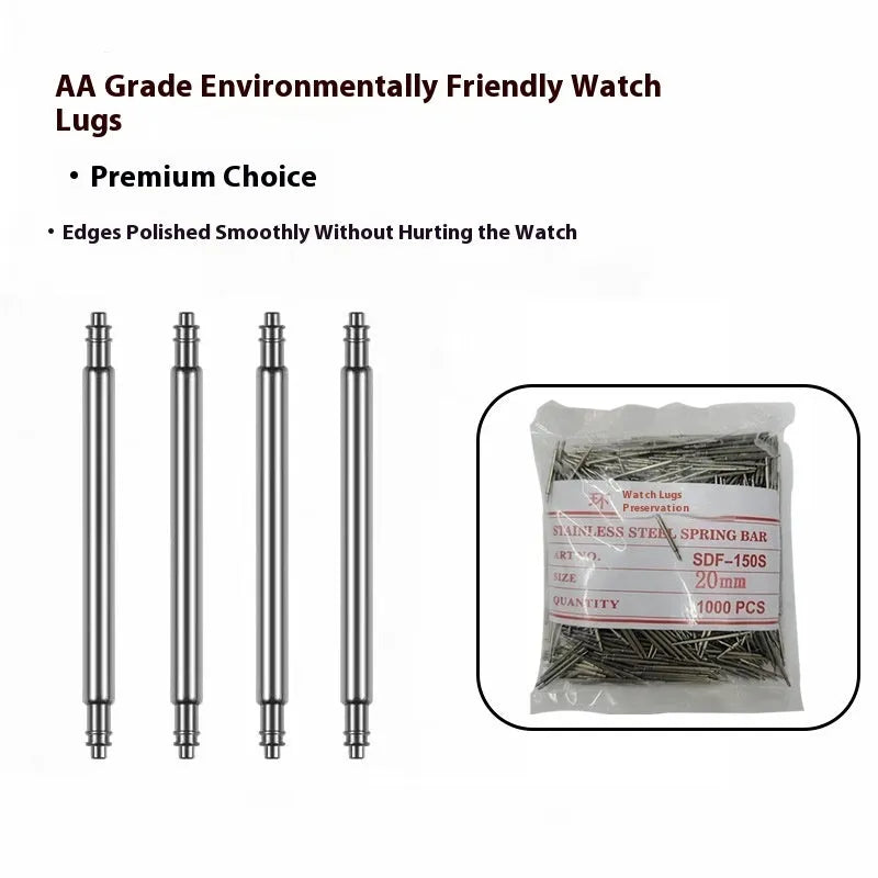 Watch auricular needle spring shaft component for repair in sizes 21mm to 26mm.