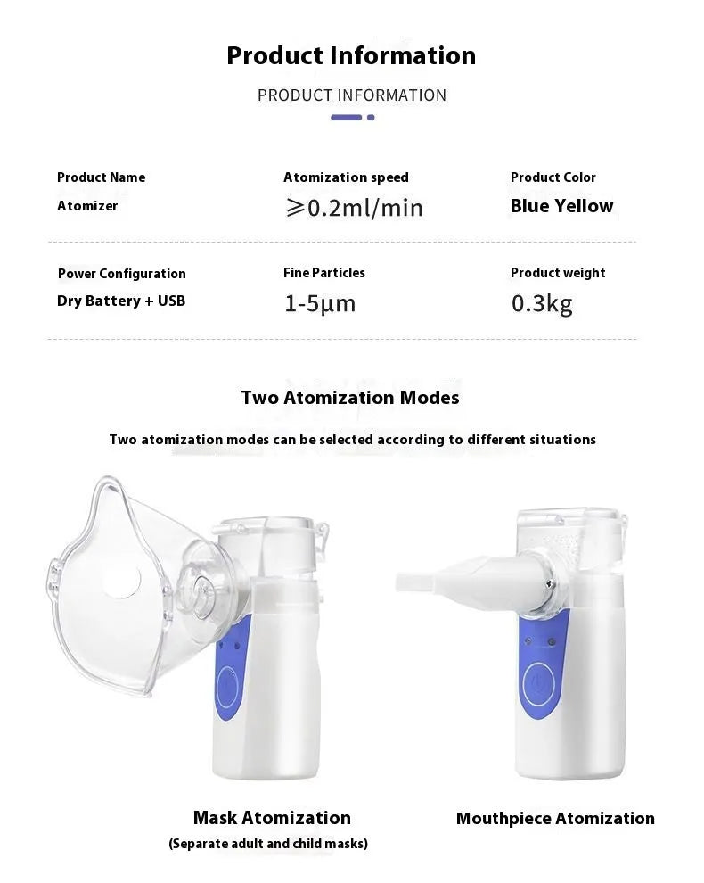USB handheld nebuliser spray machine with columnar design for household use