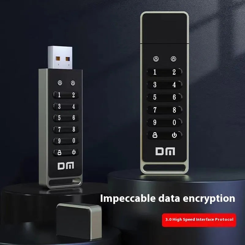64GB metal fingerprint encrypted USB 3.0 flash drive with digital encryption button