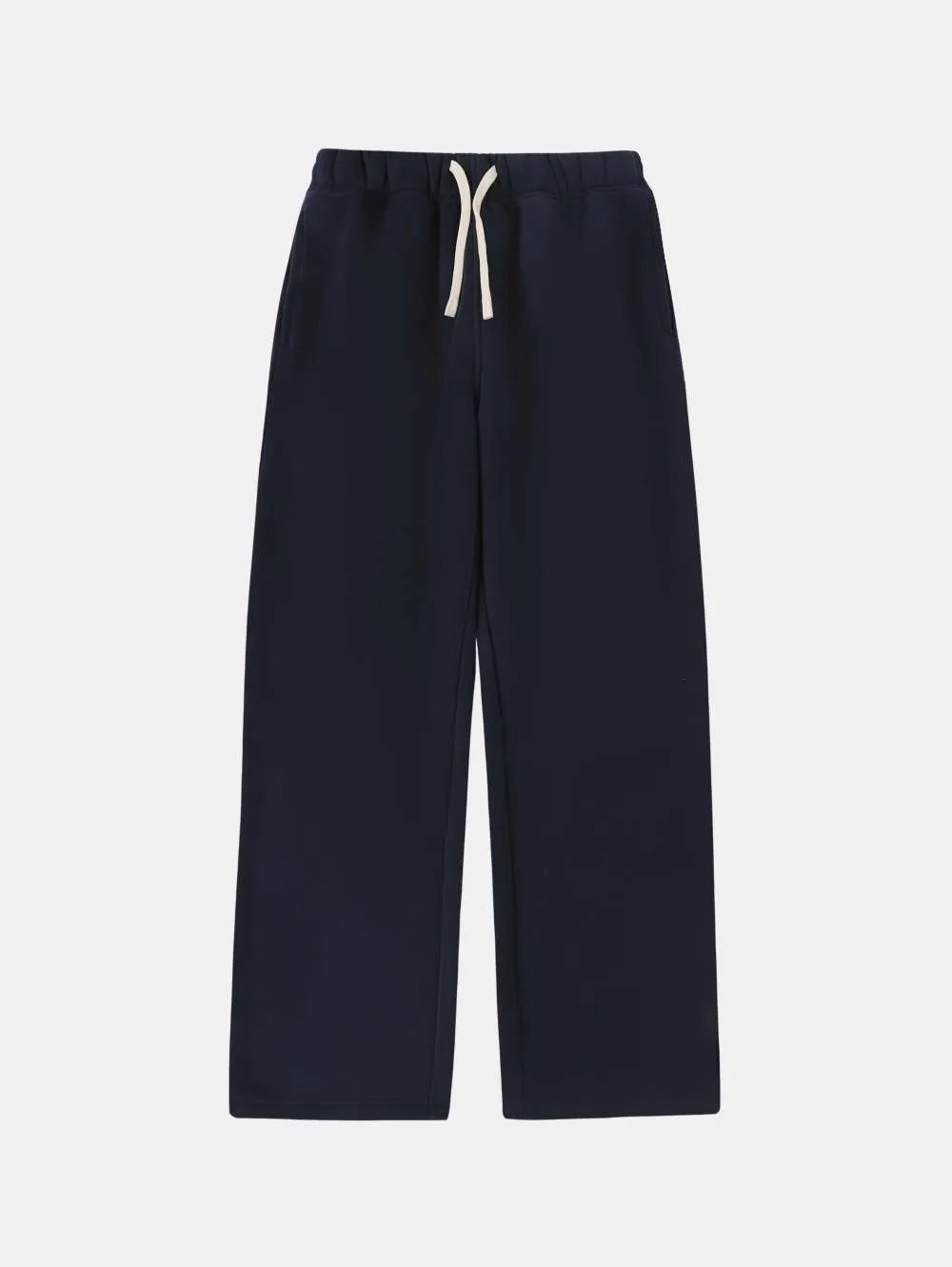 Men's grey fleece-lined sweatpants with elastic drawstring waistband and loose fit design
