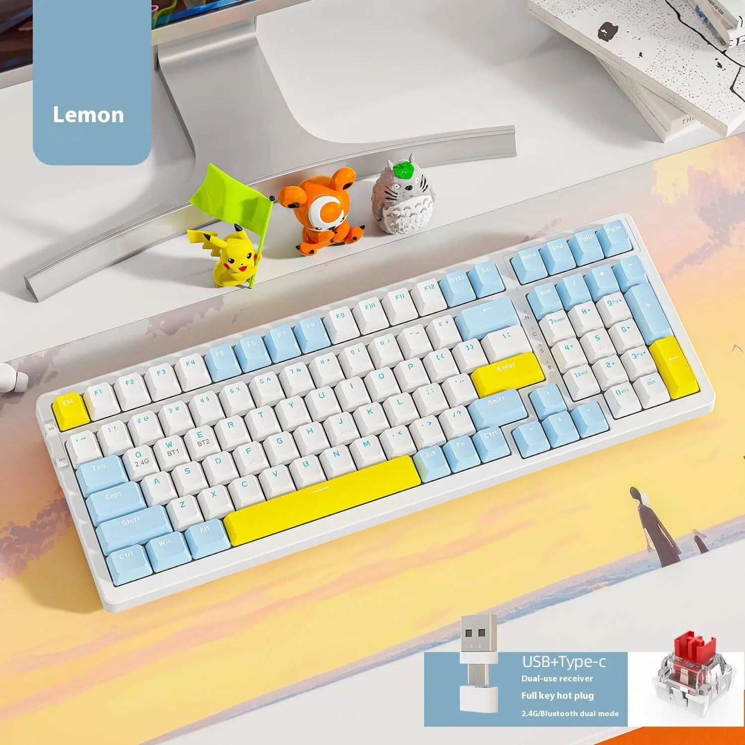 Free Wolf K96 Bluetooth dual-mode mechanical keyboard with Red switches and hot-swap sockets