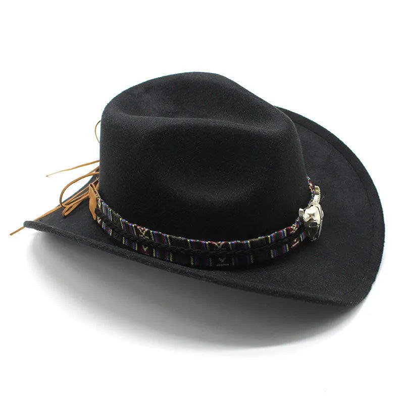 Western-style cowboy hat with bell crown in multiple colour options including army green, brown, and black