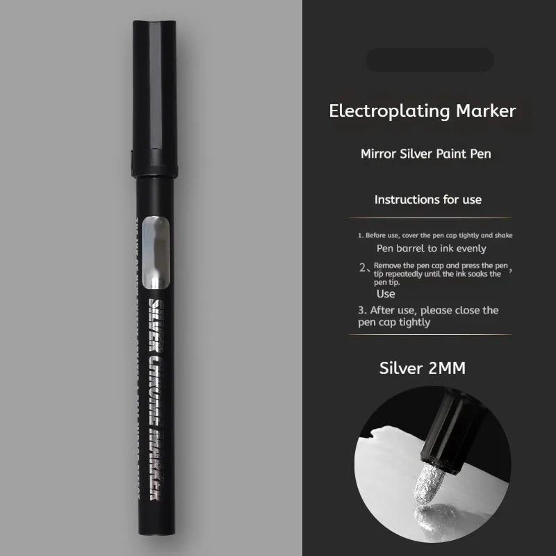 Waterproof mirror marker pen with plastic shell for glass and tile surfaces in 1mm and 2mm tip sizes