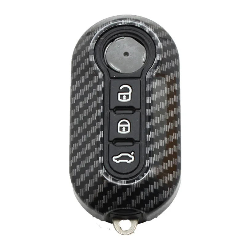Fiat 500 carbon fibre key shell case in black, red, and dark blue colours for Boyue Ottimo Viaggio models