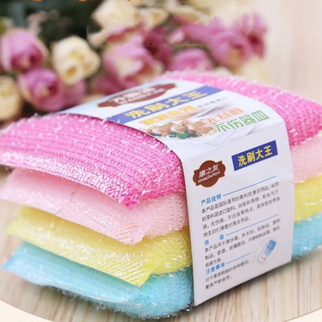 Pinstripe fabric dishwashing sponge mop in macaron colours with plastic handle for wet and dry cleaning