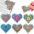 Six handmade PU leather bookmarks with crystal and flower cornerite designs in modern simplicity style