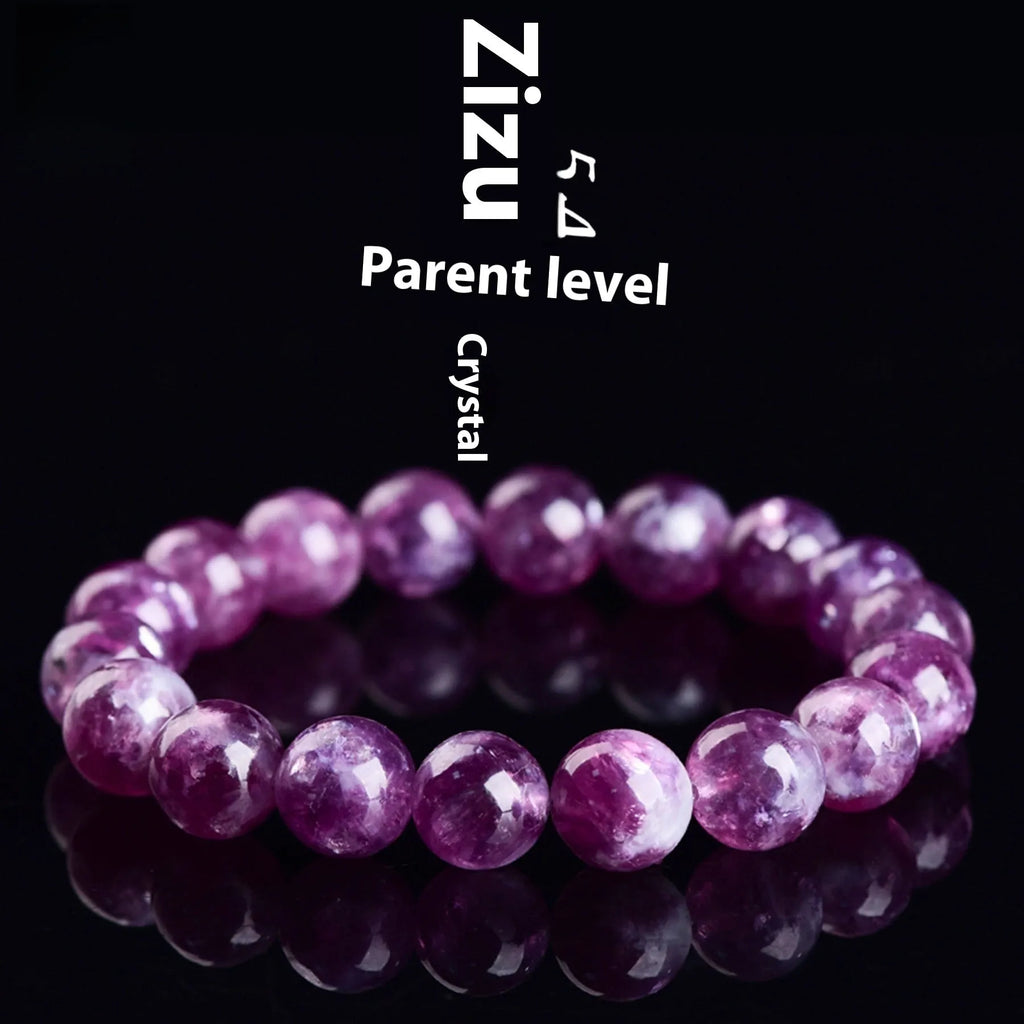 Purple polished grandmother crystal bead bracelet in geometric unisex Korean style.