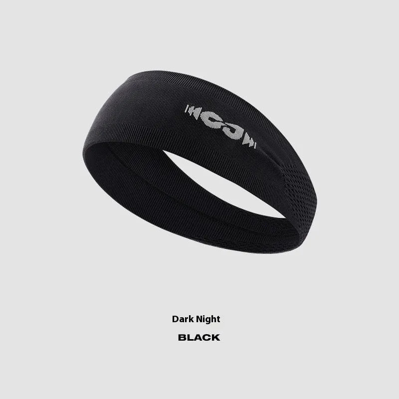 Seamless knitted sports headband in black, grey, or blue for running and cycling
