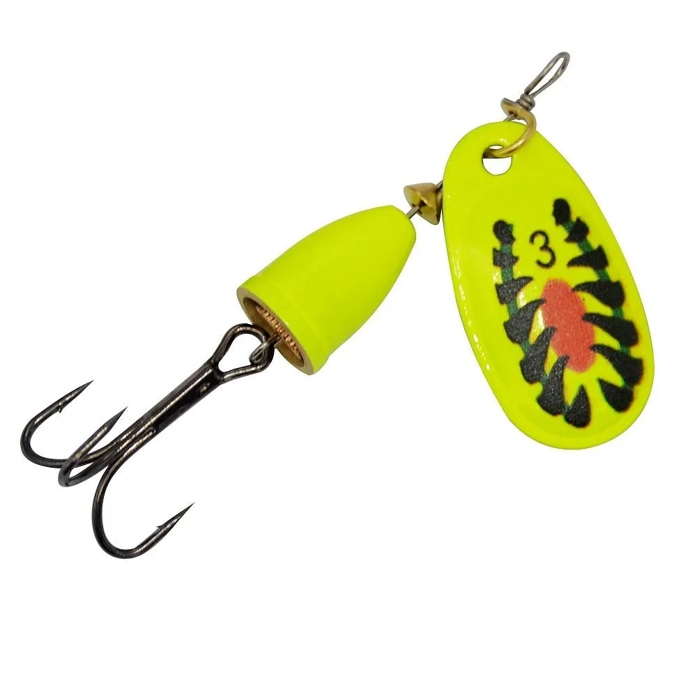Composite rotating sequin fishing lure with copper bell in multiple colour variations