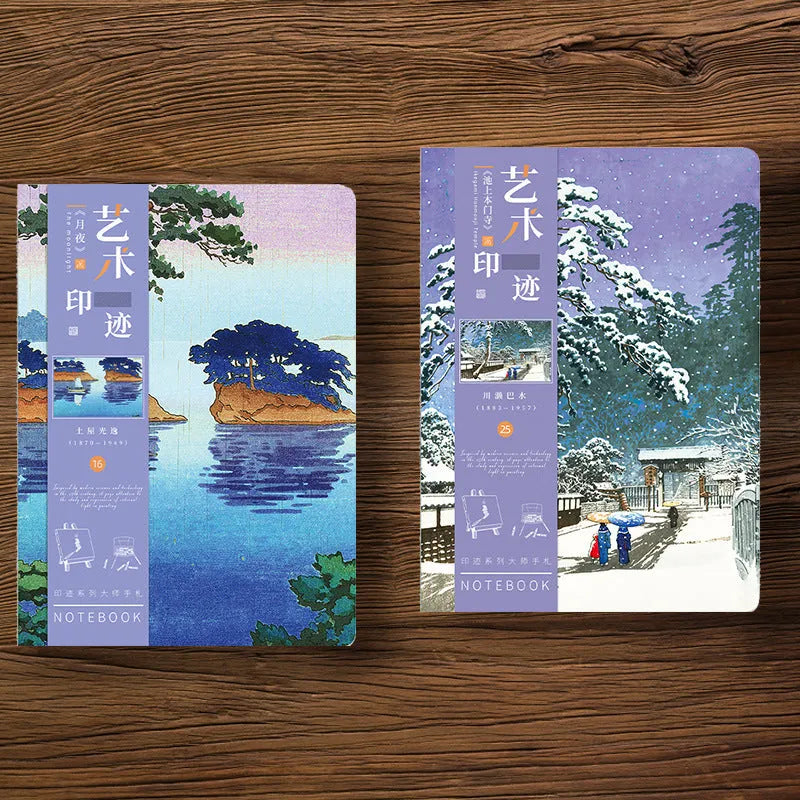 Japanese ukiyo-e art hand ledger notebook with vintage retro style and traditional artwork cover