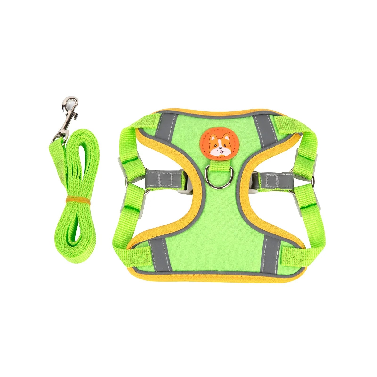 Adjustable dog harness vest in six colours with haulage rope leash attachment