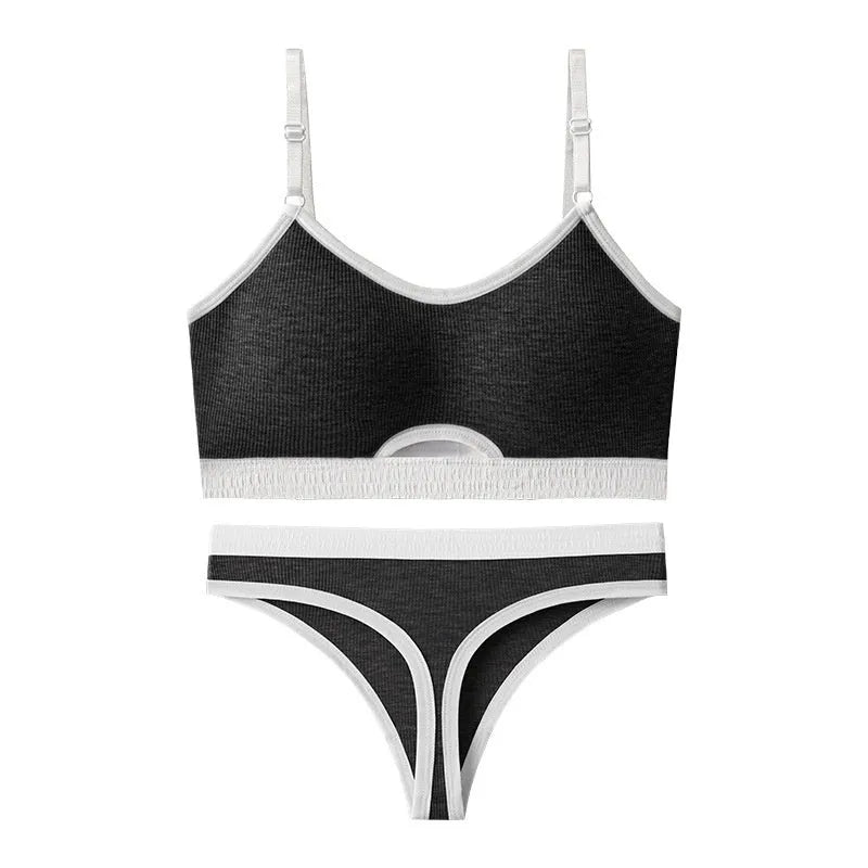 Sports underwear vest with underwired tube top in contrasting colours showing front and back views