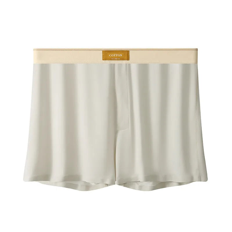 Men's ice silk underwear three-pack showing loose fit and solid colour options