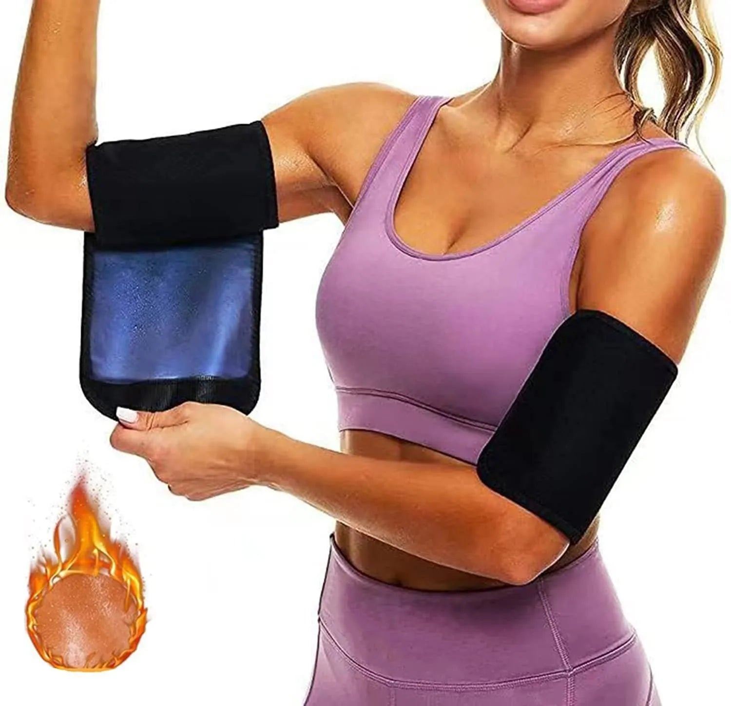 Arm band sports sweatband in blue, silver, black and yellow, and black and red colour options