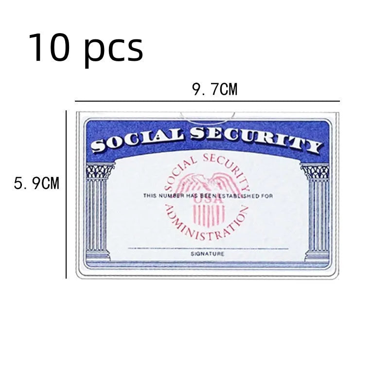 Transparent PVC social security card holder showing front and back card visibility