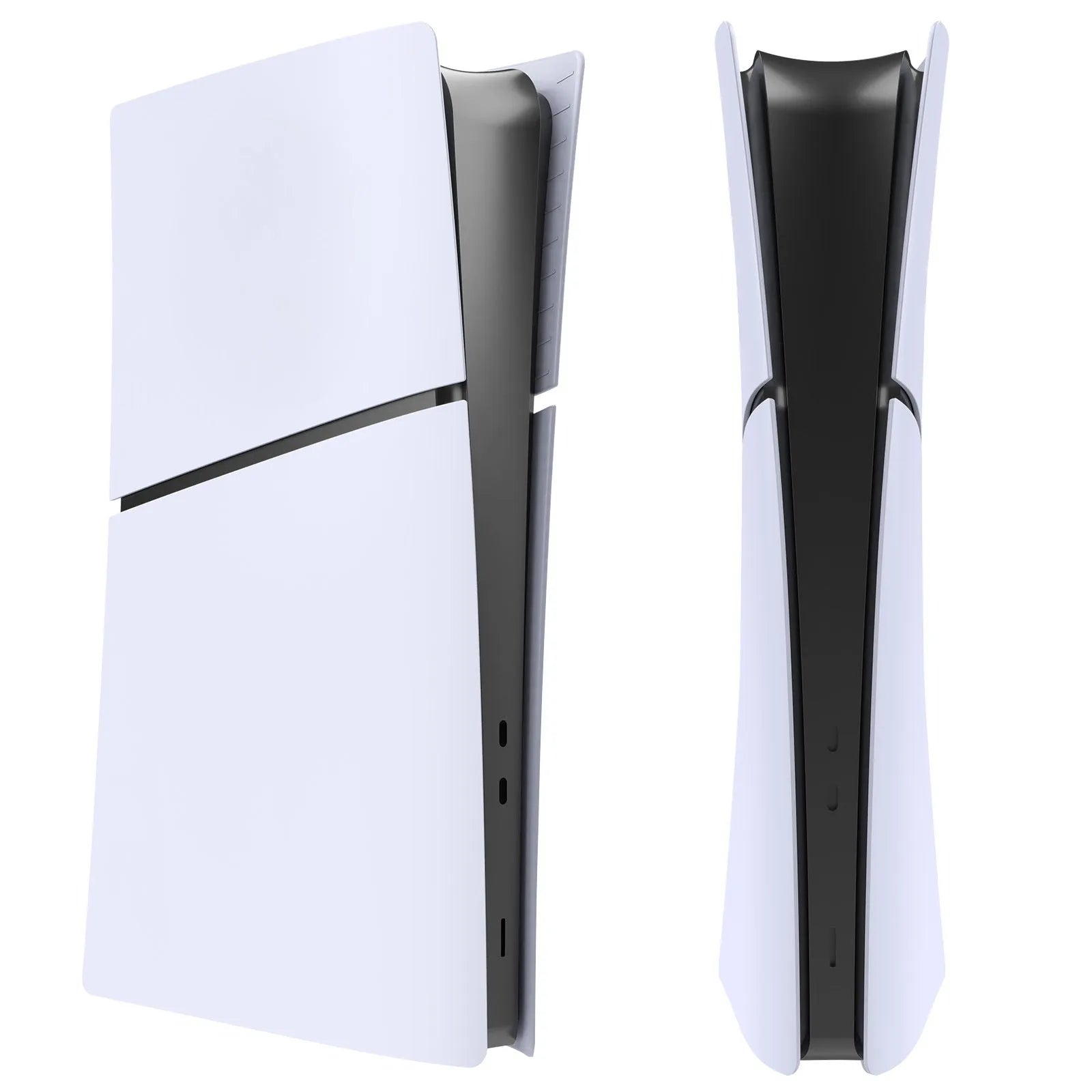 PS5 Slim protective replacement shell in ABS plastic with snap-on design showing front and side sections