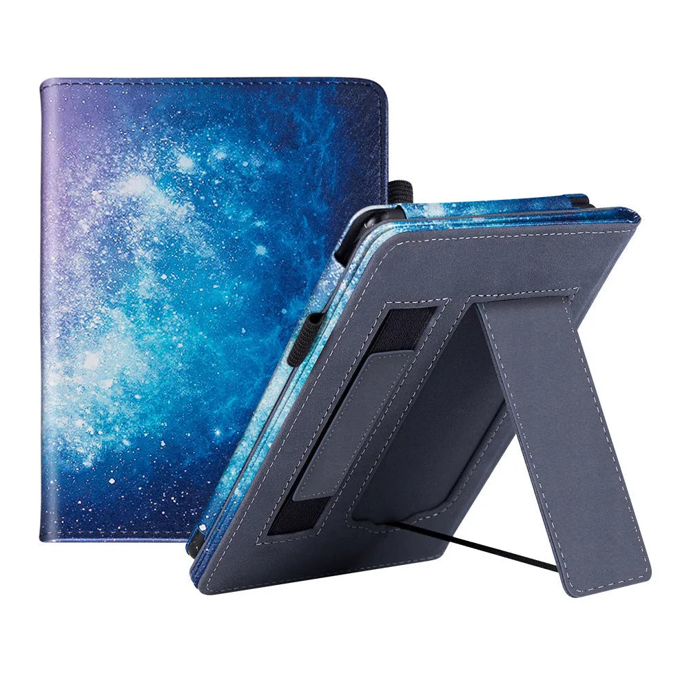 Kindle Paperwhite 11 leather case with wrist bracket showing calf leather exterior
