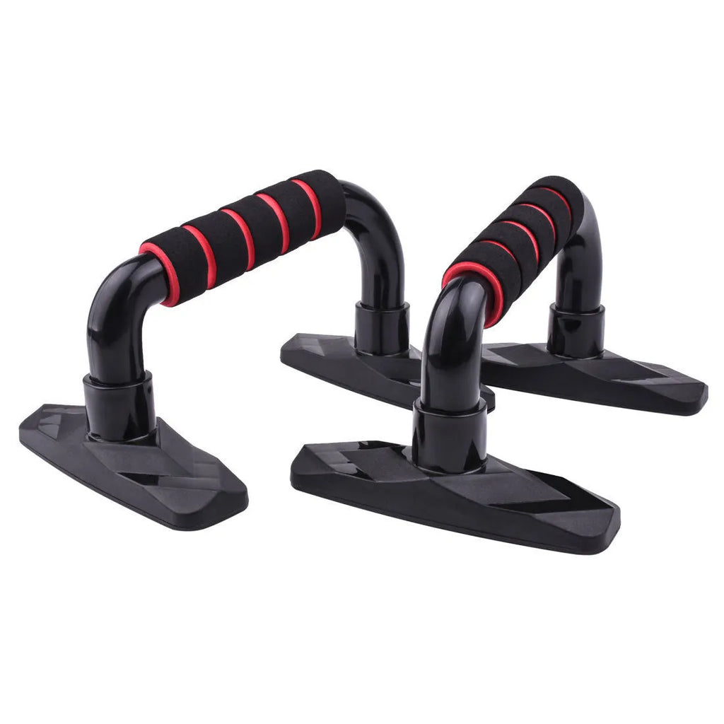 Pair of I-shaped diamond push up bars with PP sponge grip, shown in blue colour.