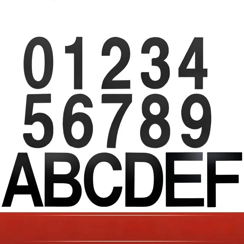 Black stainless steel sticky house number with 7.5cm character on adhesive backing