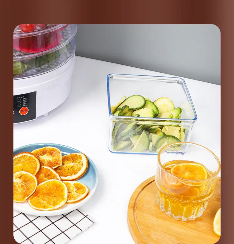 Five-layer white household fruit dehydrator appliance with multiple international plug options