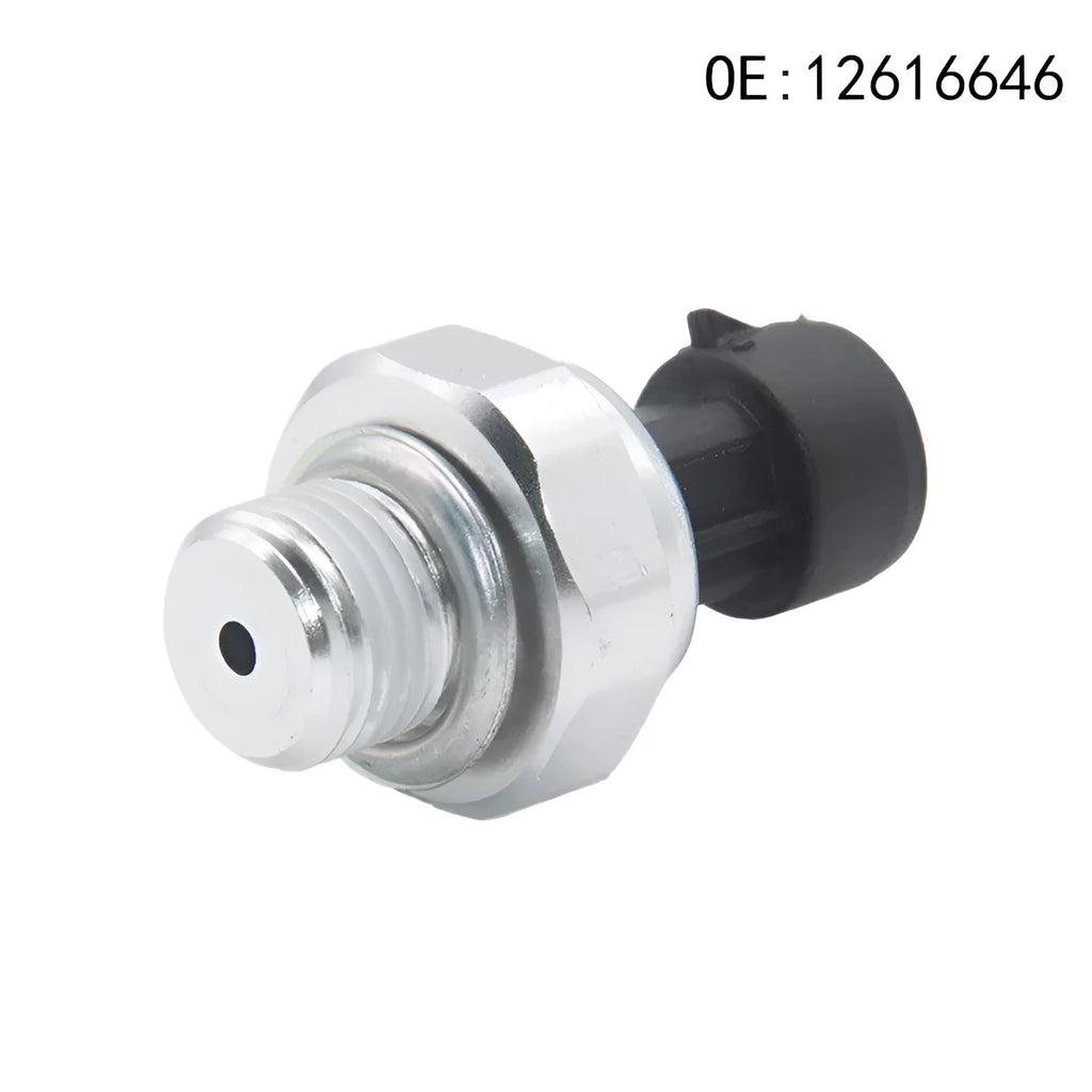Silver metal fuel pressure sensor for automotive models 12616646 and 12677836.