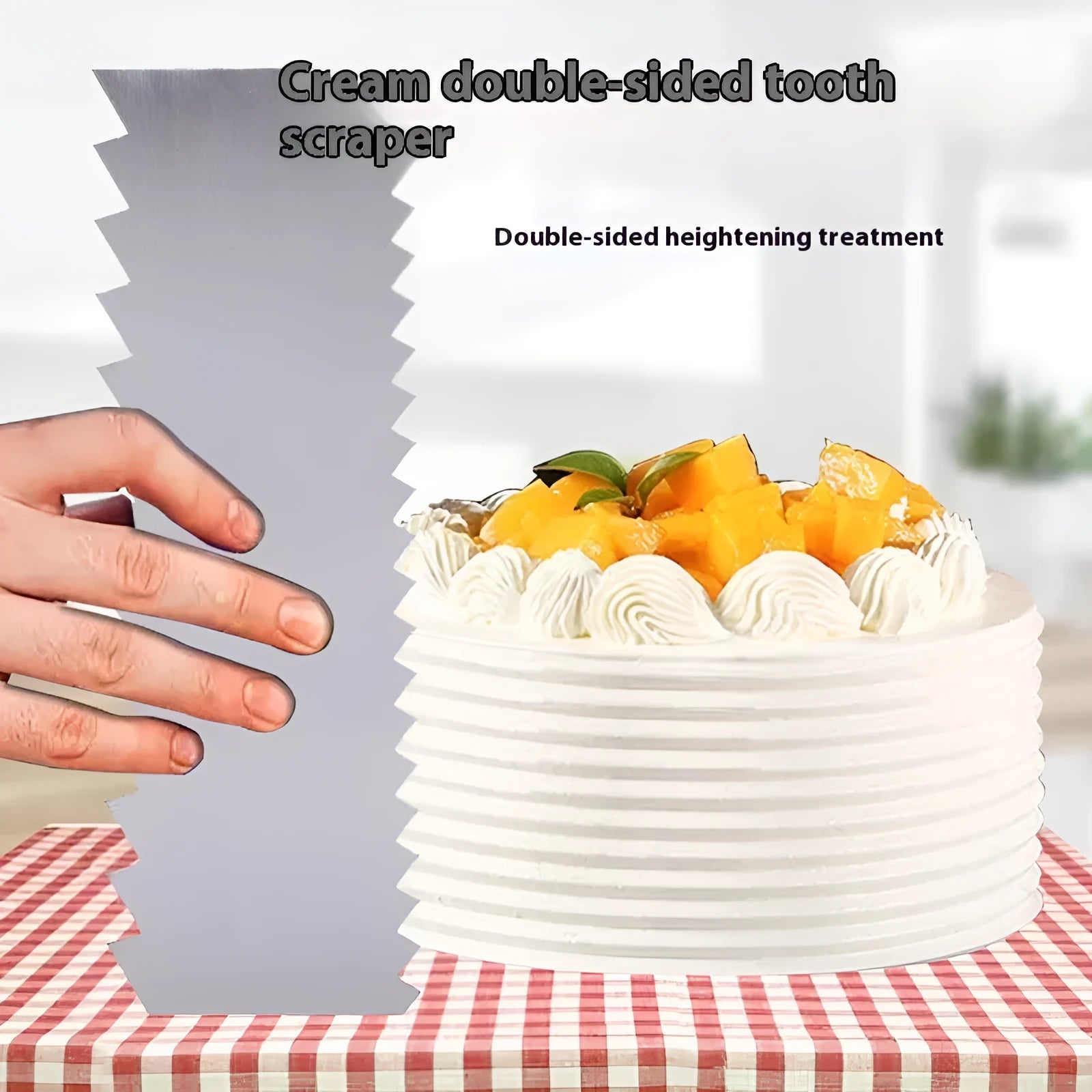 Stainless steel cream scraper cake decorating tool with polygon patterns