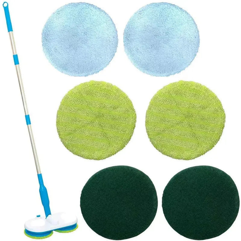 Wireless electric floor mop with USB charging port and assorted cleaning cloths
