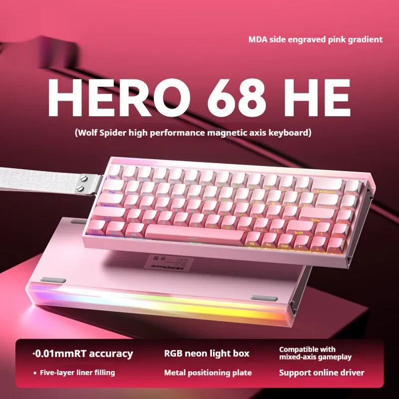 Wired magnetic axis mechanical keyboard with RGB lights in multiple colour and style options.