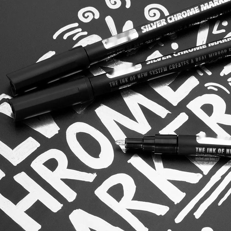 Waterproof mirror marker pen with plastic shell for glass and tile surfaces in 1mm and 2mm tip sizes