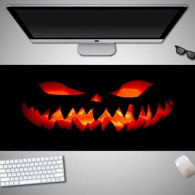 Oversized Halloween-themed mouse pad with graphic design on non-slip rubber cloth surface