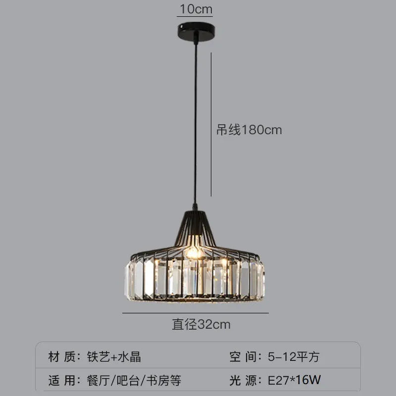 Modern crystal chandelier ceiling lamp with sun lamp design in black iron finish
