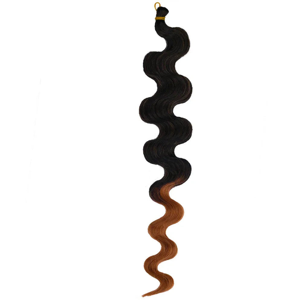Wine red 24-inch crochet braid hair extensions with big wave texture on display