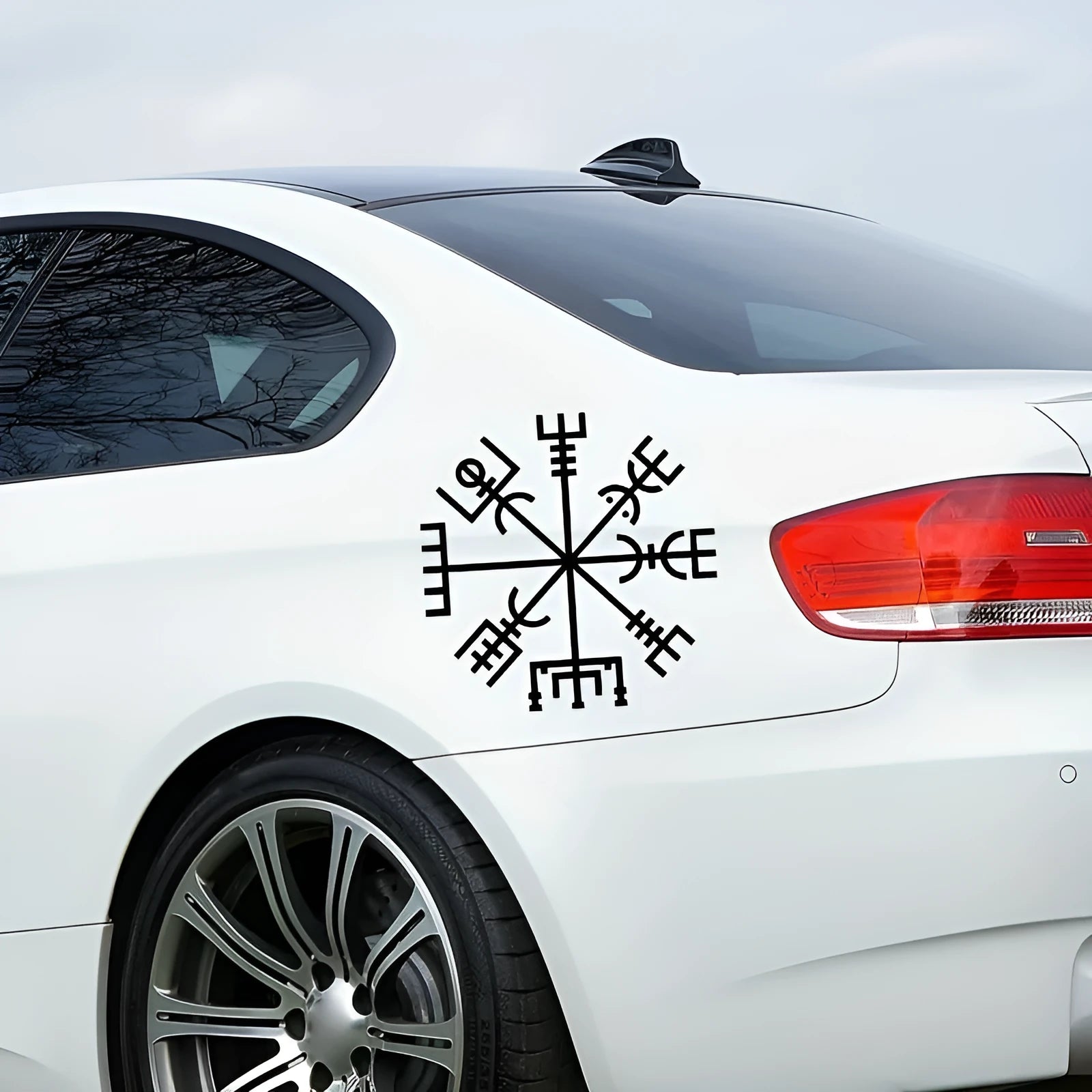 Square 13x13cm vinyl car and notebook sticker with adhesive backing.