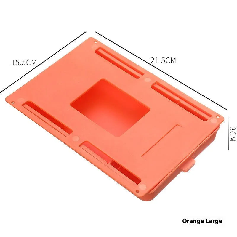 Plastic adhesive under-desk storage drawer with cover in grey, white, orange or yellow