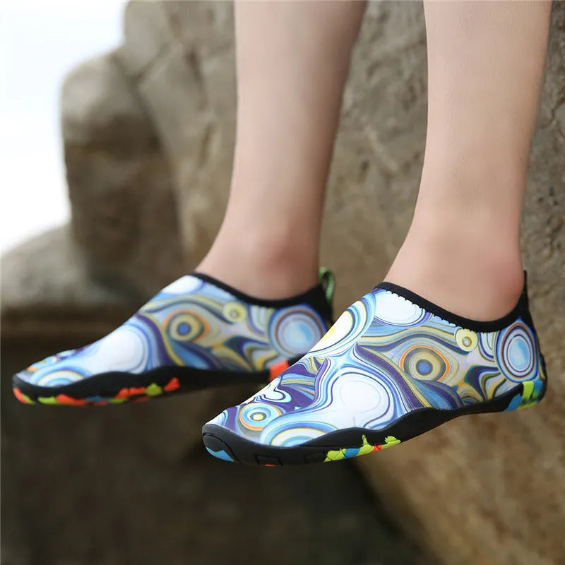 Beach wading shoes with Lycra fabric upper and EVA midsole in multiple colour options