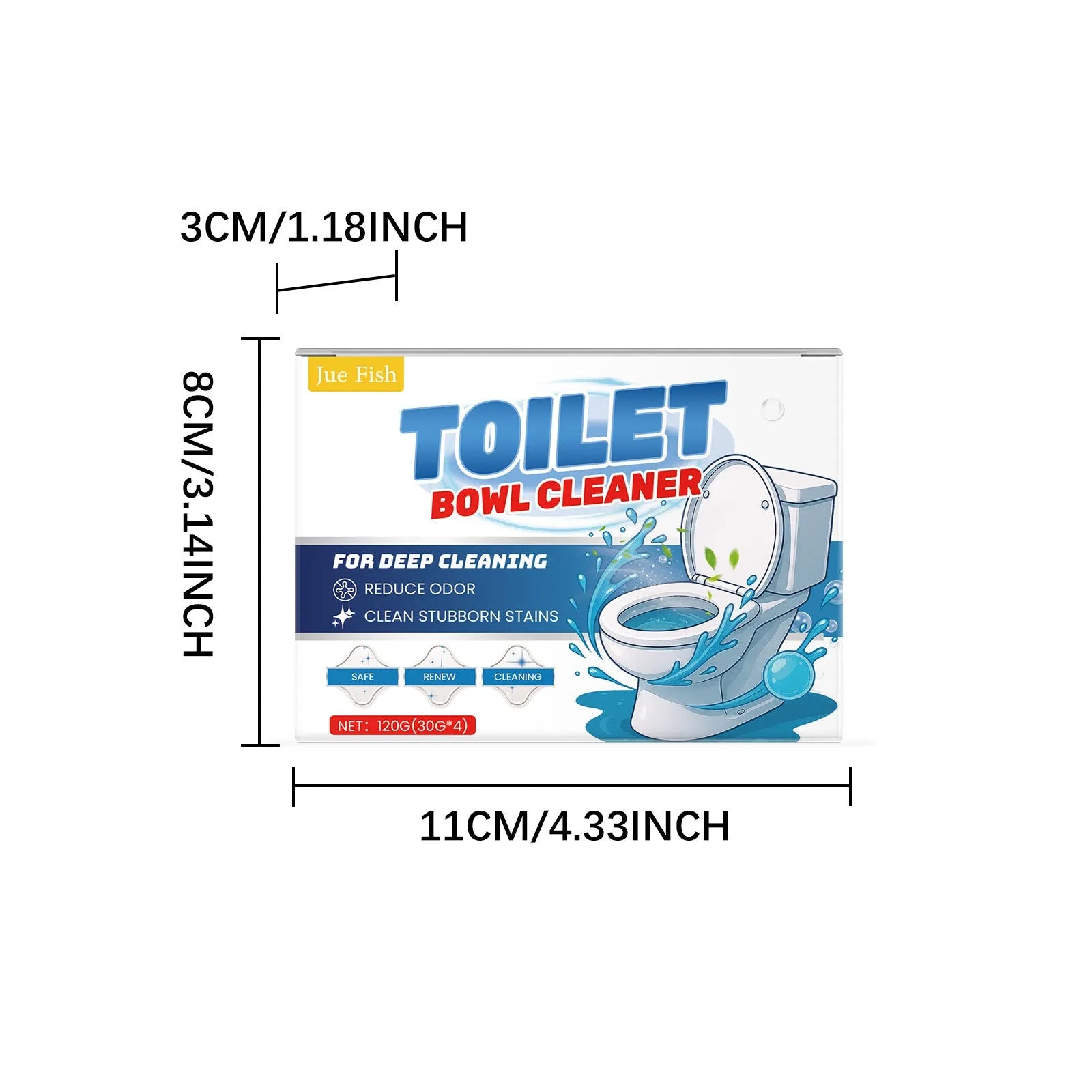 Toilet bowl cleaner powder in four individual 30g packets, total 120g