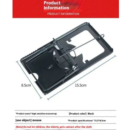 Automatic mouse cage trap in small, medium and large sizes with metal and plastic construction