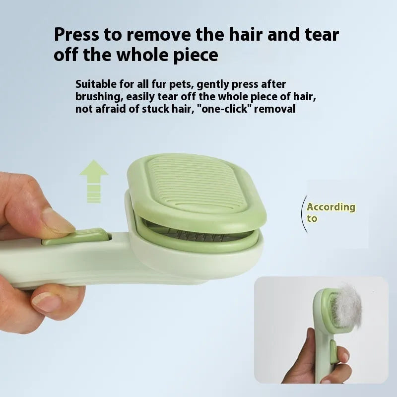 Large pet grooming comb with integrated shaver and knot untying function in light green colour