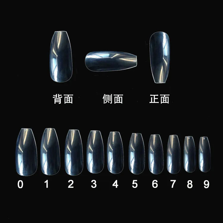 500 clear natural ABS false nails in 10 sizes for professional or home nail application