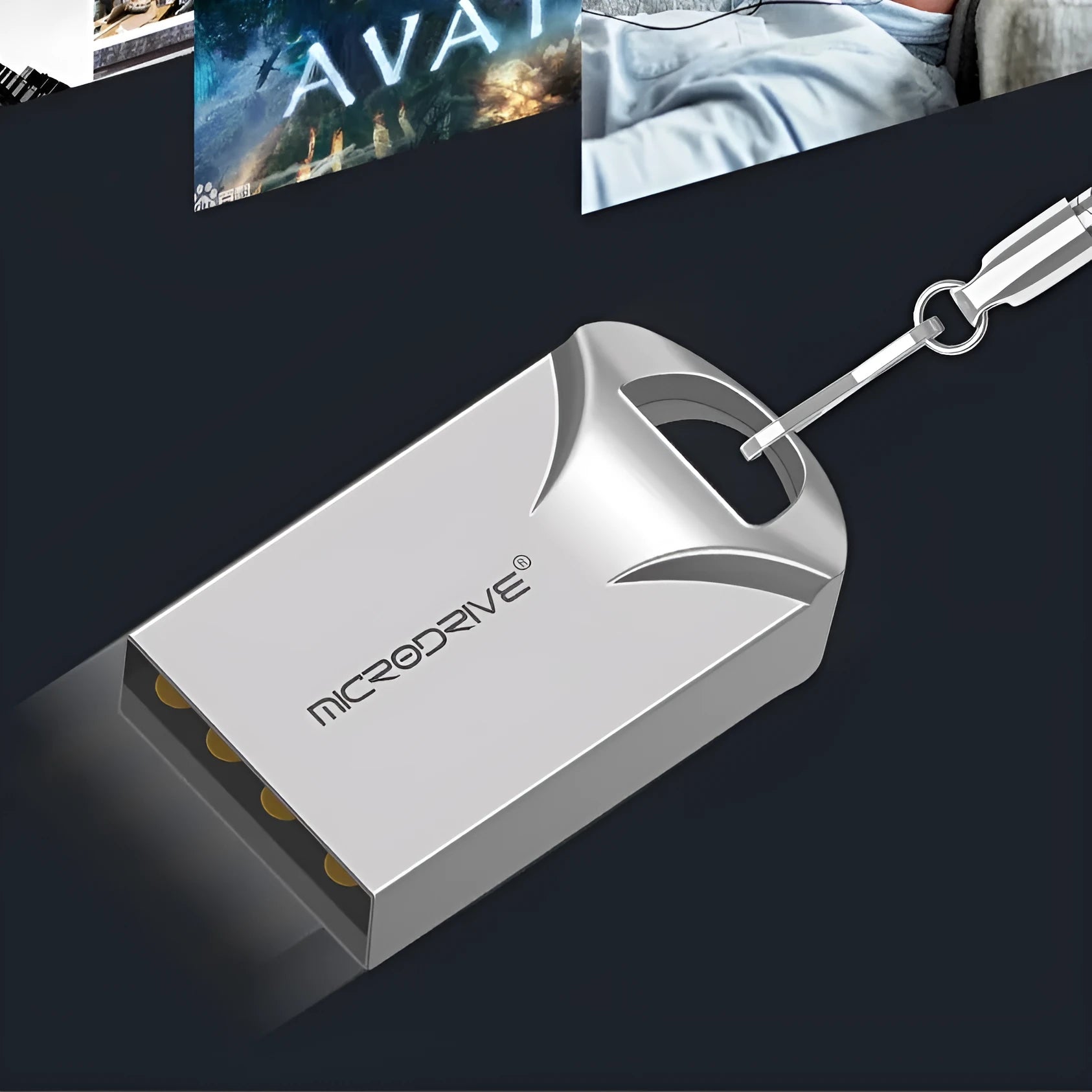 Mini metal USB flash drive in black and silver colours showing compact 23x12x8mm dimensions