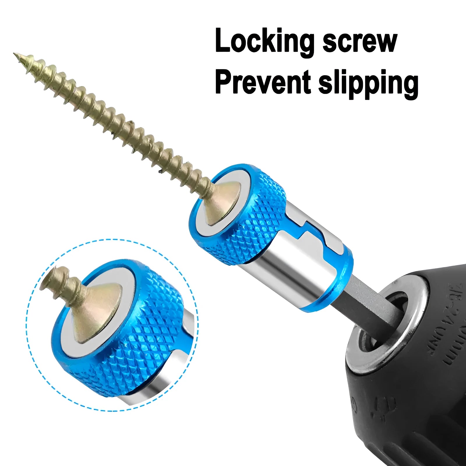 Light blue magnetic screwdriver bit with high carbon steel construction