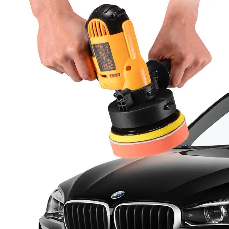 Yellow 700W electric car polishing machine with 125mm disc and 1.6m cord for auto and home use