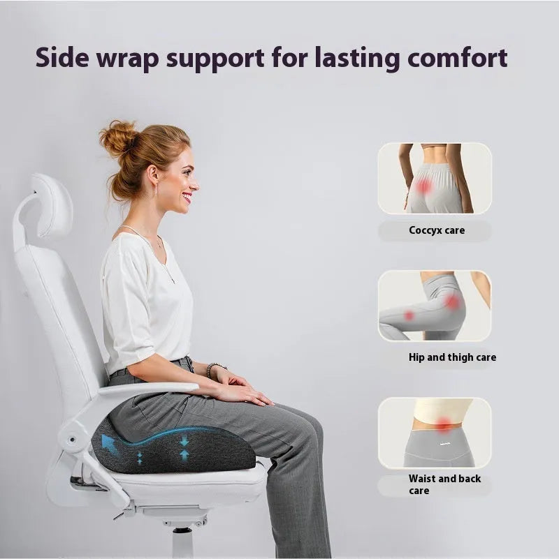 Office memory foam chair cushion in light grey measuring 46x43x12 cm