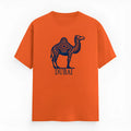 Orange cotton straight cut t-shirt with round neck and short sleeves