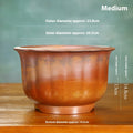 Purple sand ceramic bonsai pot with antique carved wood grain design