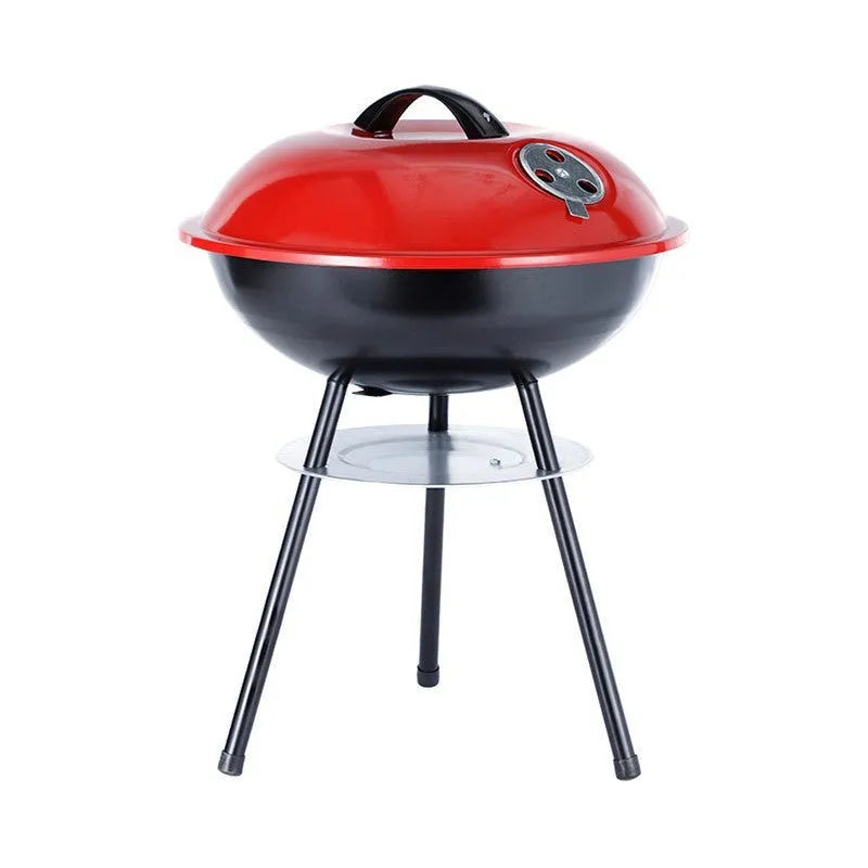 Portable iron barbecue oven with 14-inch cooking surface for outdoor use